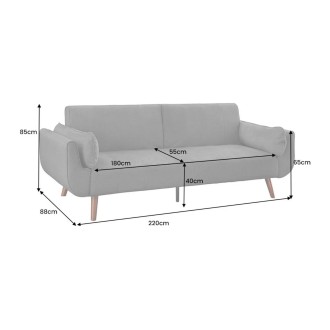 Canapé DANNA 3 place gris foncé convertible dimensions