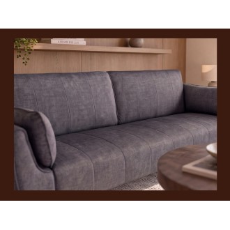 Zoom sur le dossier du canapé DANNA 3 place gris foncé convertible