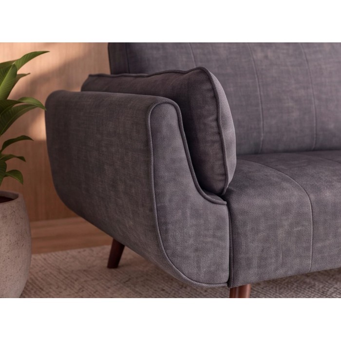 Zoom sur le côté du canapé DANNA 3 place gris foncé convertible