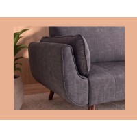 Zoom sur le côté du canapé DANNA 3 place gris foncé convertible