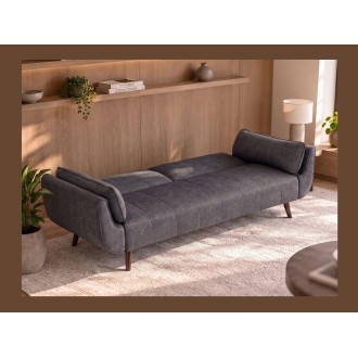 Canapé DANNA 3 place gris foncé convertible en mode lit