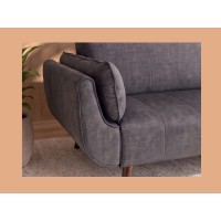 Zoom sur l'accoudoir du canapé DANNA 3 place gris foncé convertible
