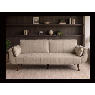 Canapé DANNA 3 places beige champagne convertible vu de face
