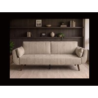 Canapé DANNA 3 places beige champagne convertible vu de face