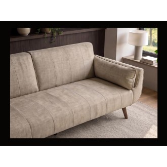 Zoom sur l'assise du canapé DANNA 3 places beige champagne convertible