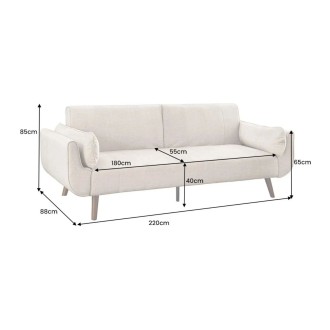 Canapé DANNA 3 places beige champagne convertible dimensions