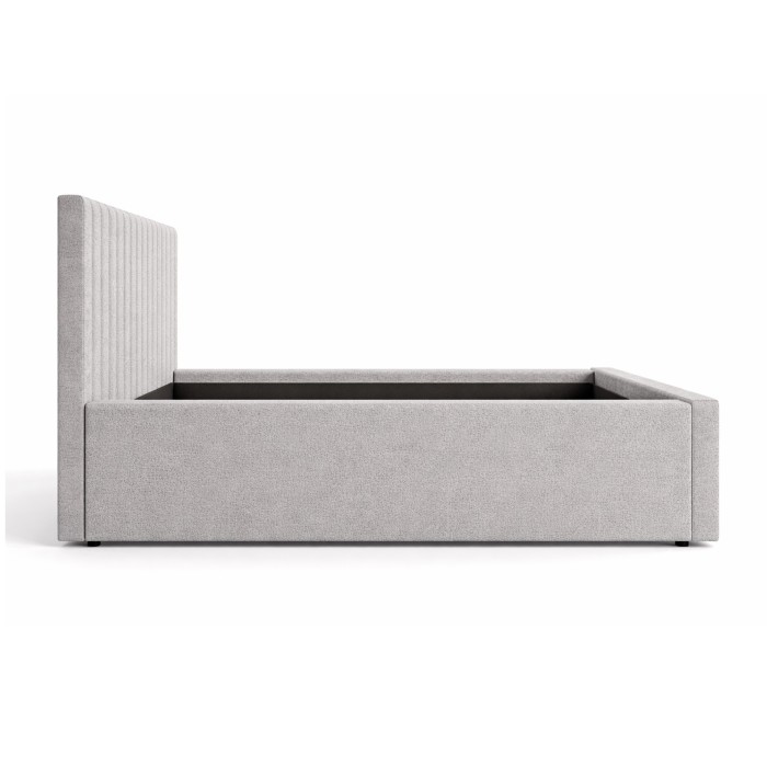 Lit double ELORIA 180x200 gris clair avec tête de lit capitonnée