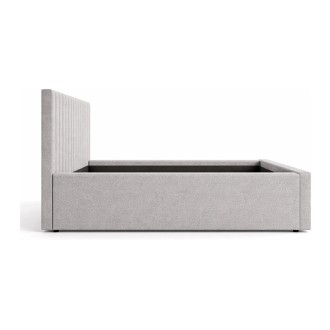 Lit double ELORIA 180x200 gris clair avec tête de lit capitonnée