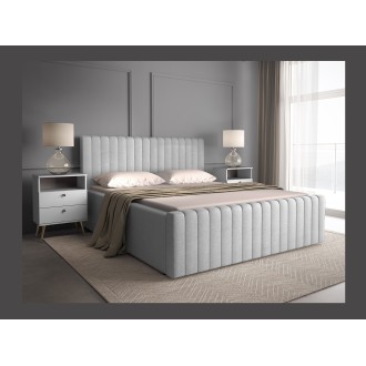 Lit double ELORIA 180x200 gris clair avec tête de lit capitonnée
