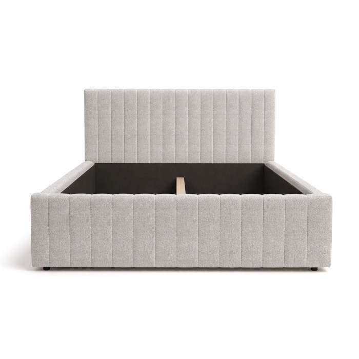 Lit double ELORIA 180x200 gris clair avec tête de lit capitonnée