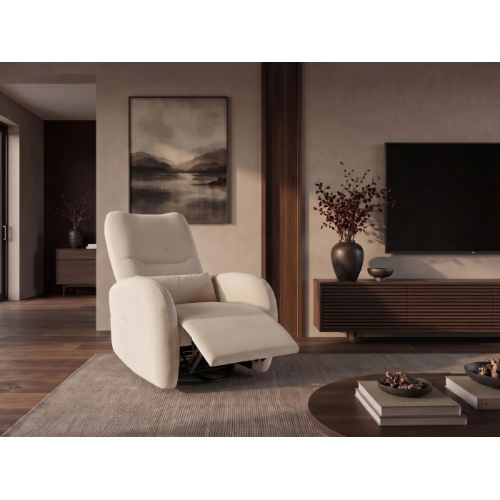 Fauteuil relax RELAXIO beige clair en mode relax