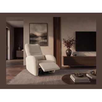 Fauteuil relax RELAXIO beige clair en mode relax