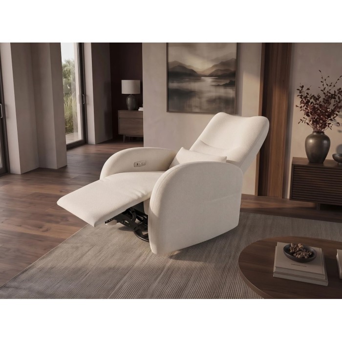 Fauteuil relax RELAXIO beige clair vu de côté