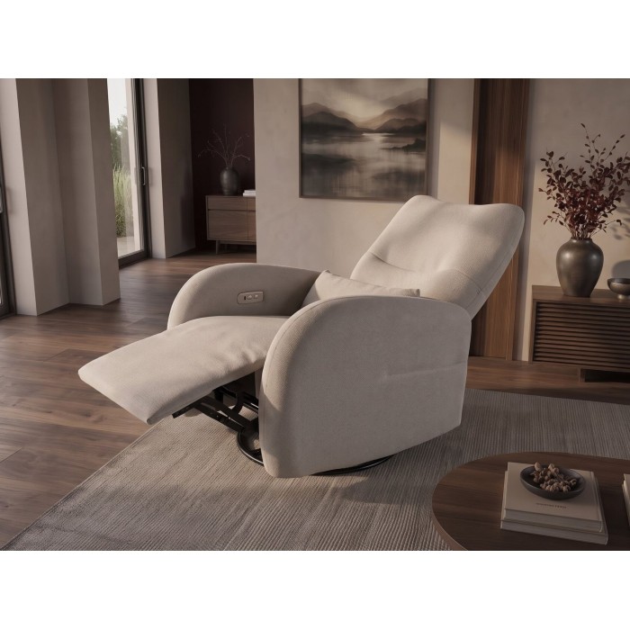 Fauteuil RELAXIO beige foncé en mode relax