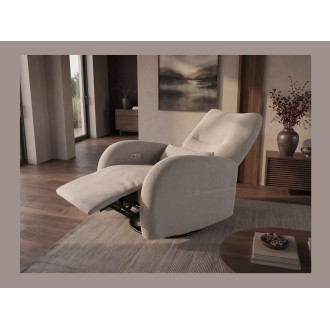 Fauteuil RELAXIO beige foncé en mode relax