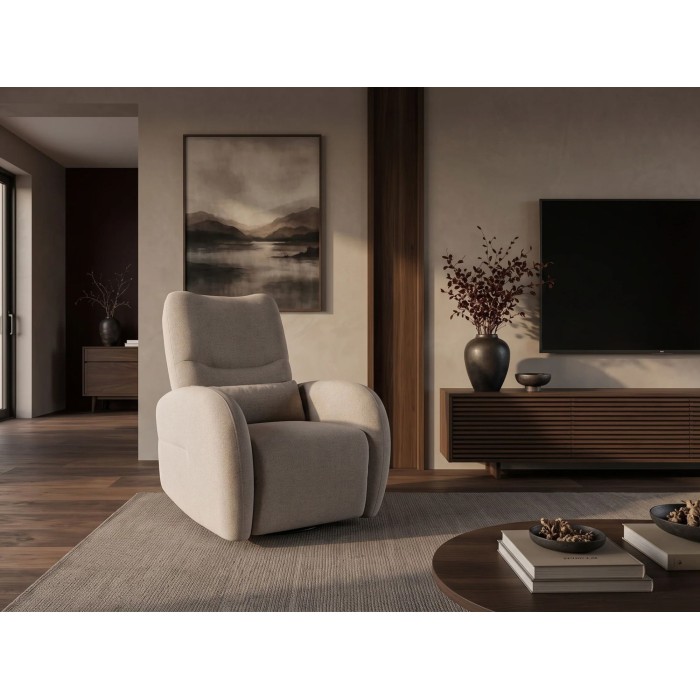 Fauteuil RELAXIO beige foncé en situation