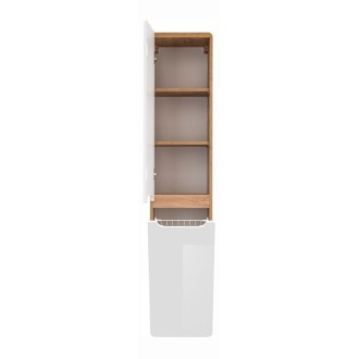 Colonne salle de bain ERBANO – Chêne clair et blanc brillant – H170 cm – 2 portes – À suspendre