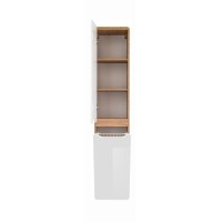 Colonne salle de bain ERBANO – Chêne clair et blanc brillant – H170 cm – 2 portes – À suspendre