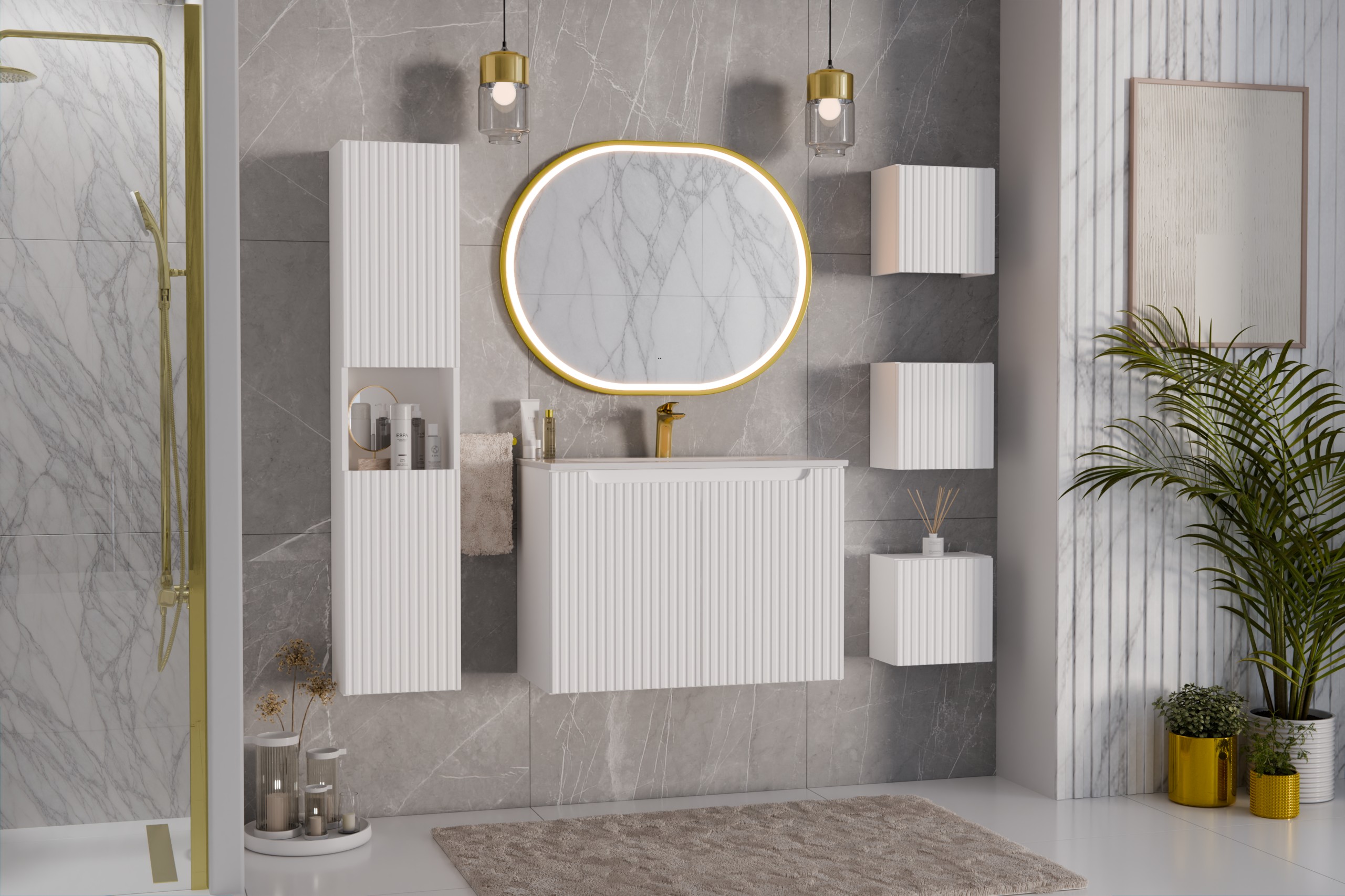 Columna de baño blanco VANO para un almacenamiento optimizado!